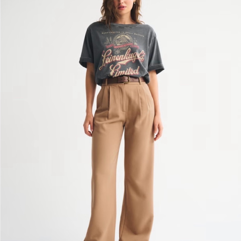 Abercrombie & Fitch Camel Sloane Tailored Wide-Leg Trousers Long